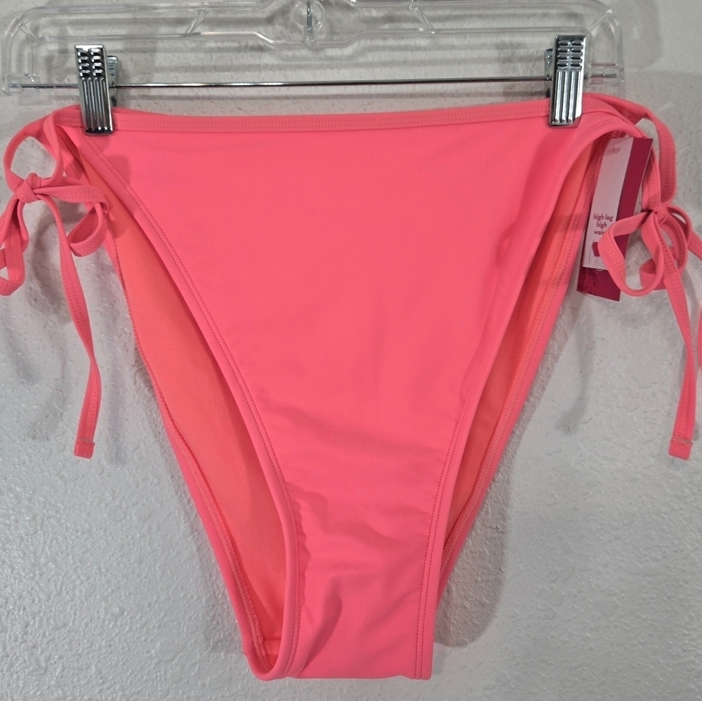 *NWT* Xhilaration Florescent Orange Vibrant High Leg High Waist Swim Bottom, XL